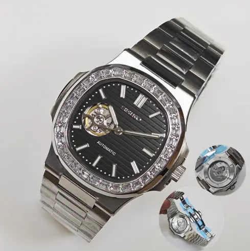 Seiko Mod Nautilus Diamant Noir NH38